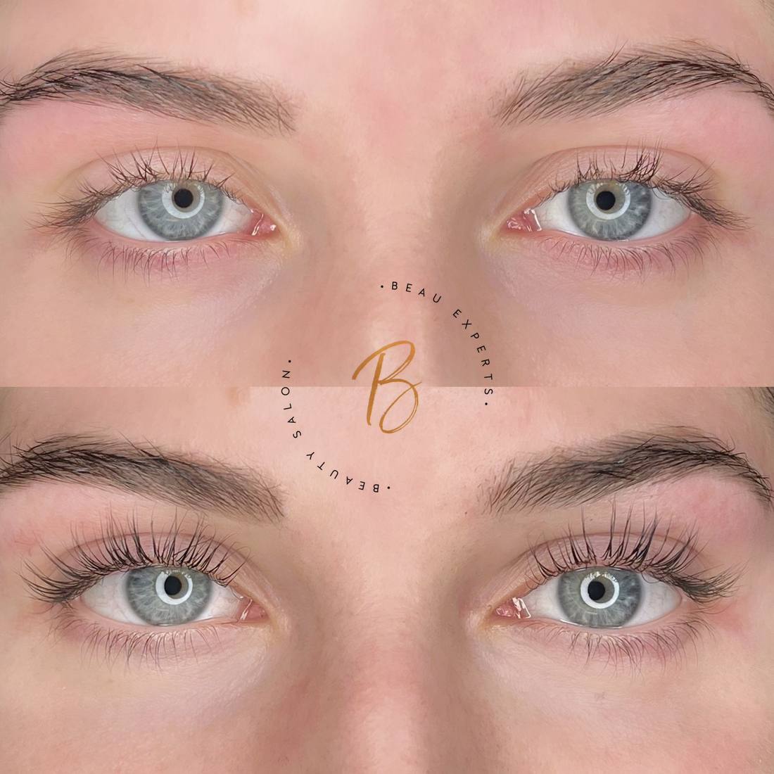 Wimpers voor en na een lashlift